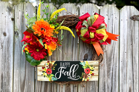 Happy Fall Grapevine Wreath